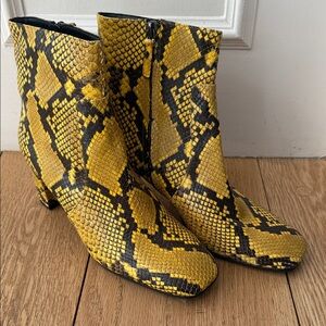 Yellow Snake Print Ankle Boots Barney’s New York